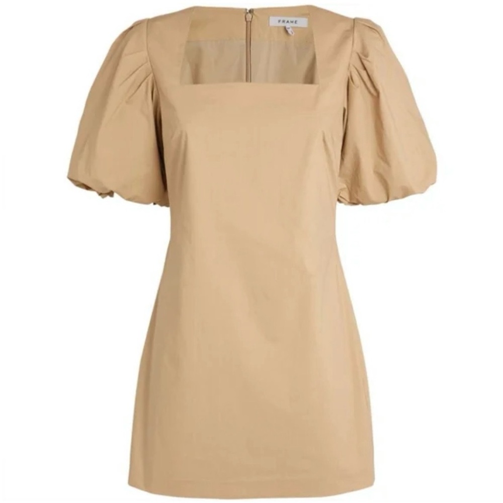 frame 'nina' gathered mini dress in 'pebble'